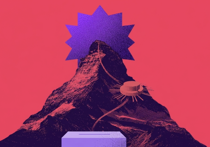 Illustration eines Berggipfels mit Stern